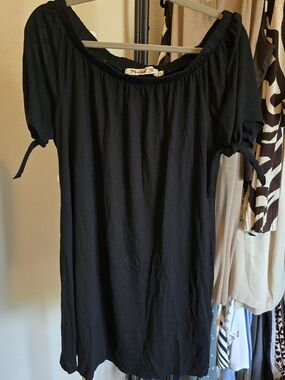 Michael Stars Black Off-Shoulder Tie-Sleeve Dress NWT Large